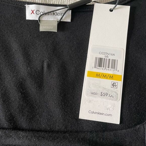 calvin klein double ruche square neck stretch crop top size Medium new - Picture 9 of 9